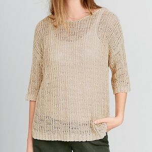 Eileen Fisher - Organic Cotton Linen Tape Yarn Bateau-Neck Sweater - Size XS